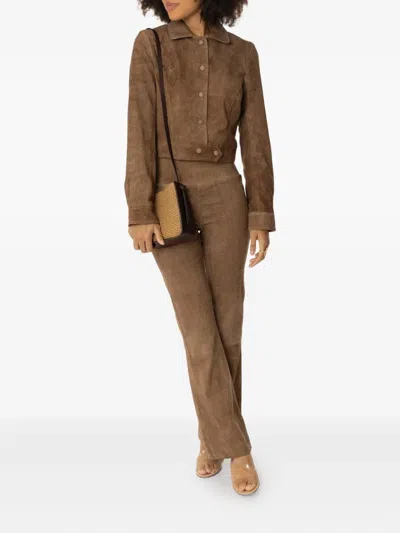 Sprwmn Suede Trousers In Brown