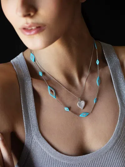 Robinson Pelham 14k White Gold Fortune Heart Diamond Necklace In Brown