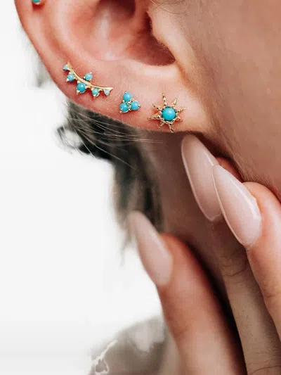 Anzie 14k Yellow Gold Cléo Turquoise Earring In Brown