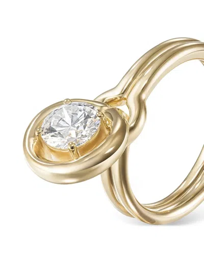 Melissa Kaye 18k Yellow Gold Rocky Diamond Ring In Brown