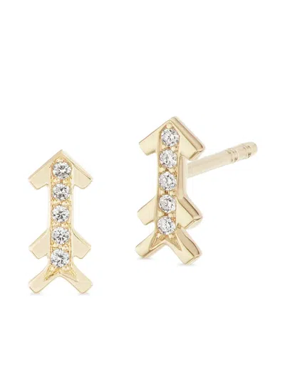 Harwell Godfrey 18k Yellow Gold Diamond Arrow Earrings In Brown