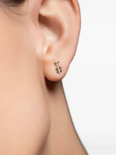 Harwell Godfrey 18k Yellow Gold Diamond Arrow Earrings In Brown