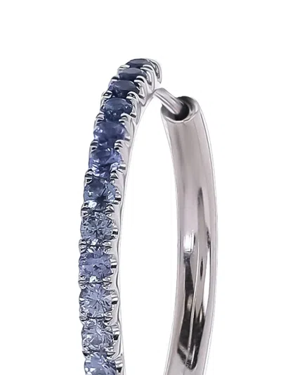 Lisa Nik 18kt White Gold Ombre Sapphire Hoop Earrings In Blue