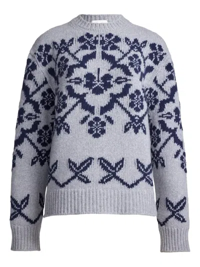 High Sport Georgia Floral-pattern Crew-neck Sweater In Blue