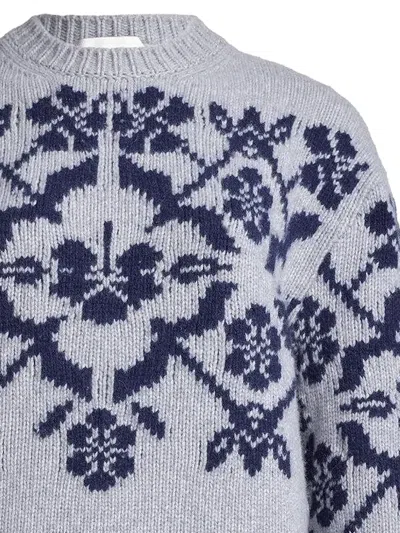 High Sport Georgia Floral-pattern Crew-neck Sweater In Blue