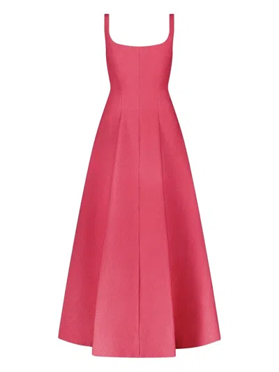 Lela Rose Scoop-neck Midi Dress In Pink