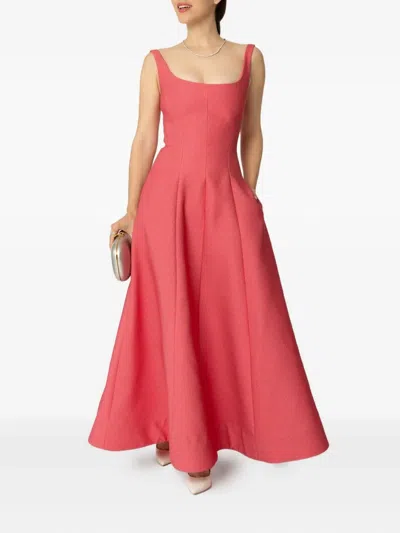 Lela Rose Scoop-neck Midi Dress In Pink