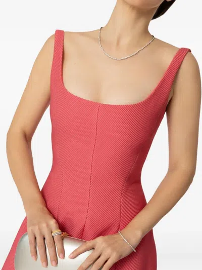 Lela Rose Scoop-neck Midi Dress In Pink