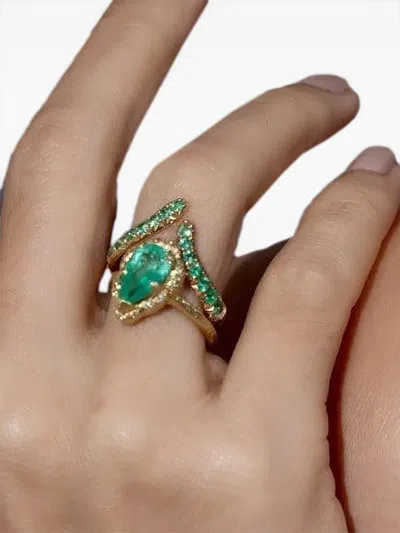Logan Hollowell 14k Yellow Gold Tusk Emerald Ring In Gold