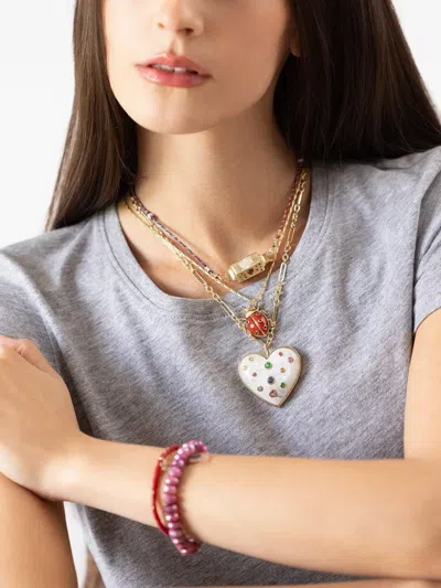 Marie Lichtenberg 14k Yellow Gold Heart Locket Sapphine Necklace In Gold