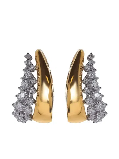 Yeprem 18k Yellow Gold Diamond Earrings In Brown