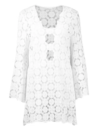 Miguelina Doily Lace Coverup Dress In White