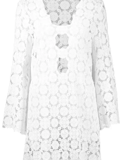 Miguelina Doily Lace Coverup Dress In White