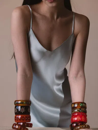 Mark Davis 18k Yellow Gold Rhodolite Bakelite Bracelet In Orange