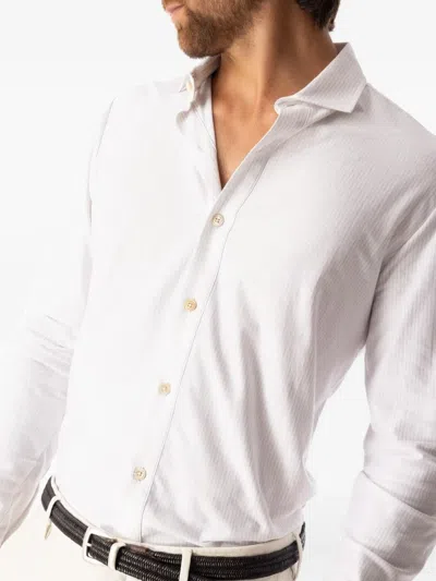 Eleventy Long-sleeve Striped Shirt In White