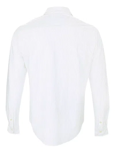 Eleventy Long-sleeve Striped Shirt In White