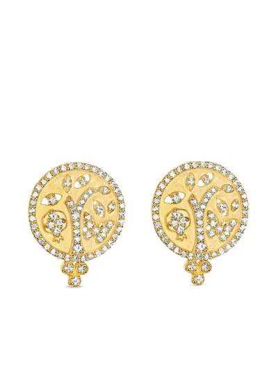 Tanya Farah 18k Yellow Gold Tree Of Life Diamond Earrings In Gold