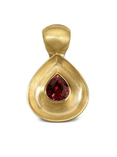 Jade Ruzzo 18k Yellow Gold Garnet Gong Pendant In Gold