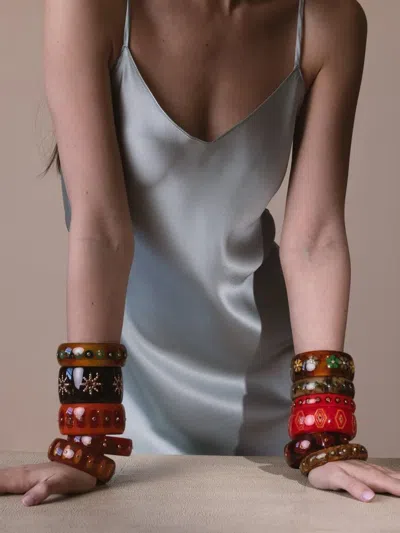 Mark Davis 18k Yellow Gold Bakelite Bracelet In Brown