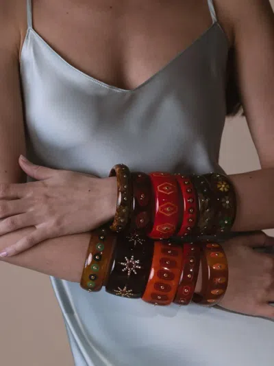 Mark Davis 18k Yellow Gold Bakelite Bracelet In Brown