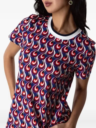 La Doublej Flame-print Short-sleeve Midi Dress In Multi