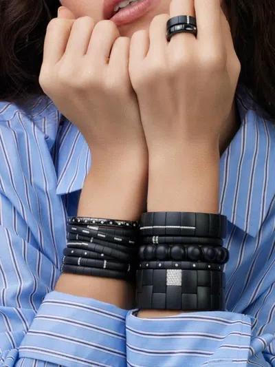 Roberto Demeglio 18k White Gold Pura Diamond Bracelet In Black