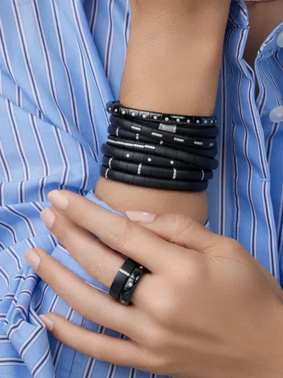 Roberto Demeglio 18k White Gold Pura Diamond Bracelet In Black