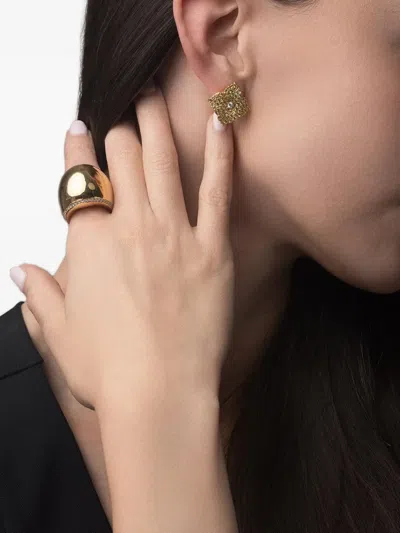 Piranesi 18k Yellow Gold Large Fiore Sapphire Earrings In Gold