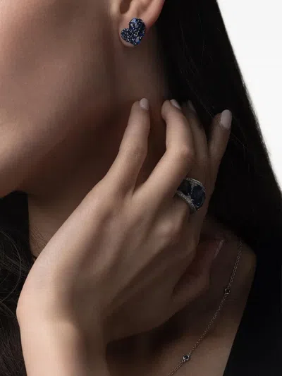 Piranesi 18k White Gold Sapphire Earrings In Blue