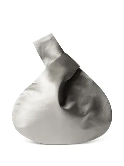 Mary Smallwood Nexus Satin Clutch Bag In Silver