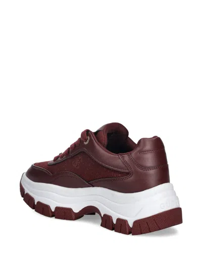 Guess Usa Logo-plaque Chunky-sole Sneakers In Brown