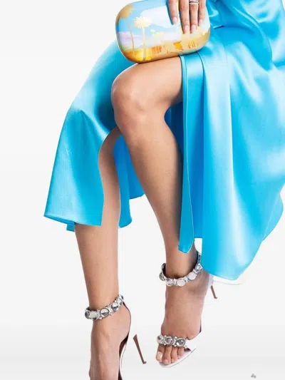 Alejandra Alonso Rojas Tie-front Long-sleeve Midi Dress In Blue