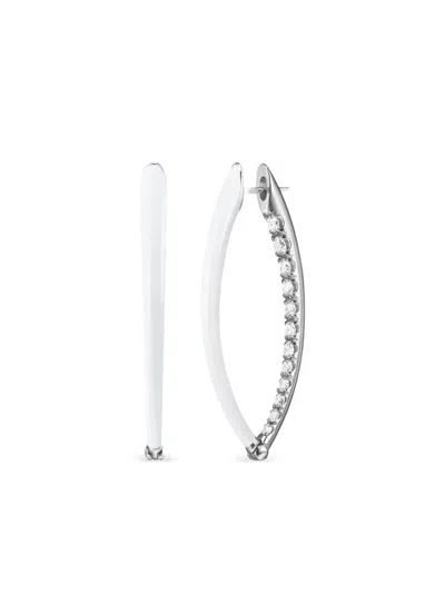 Melissa Kaye 18k White Gold Medium Cristina Diamond Earrings In Metallic