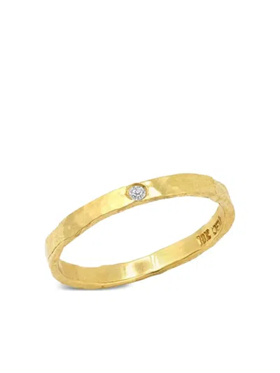 Jennifer Meyer 18k Yellow Gold Hammered Diamond Ring In Gold