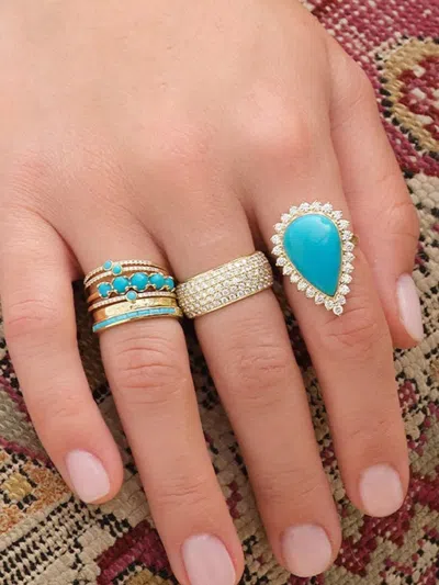 Jennifer Meyer 18k Yellow Gold Hammered Diamond Ring In Gold