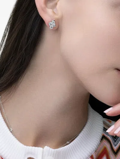 Piranesi 18kt White Gold Cluster Diamond Earrings In Metallic