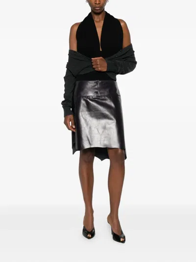 Paloma Wool Single-row Button Asymmetric Miniskirt In Black