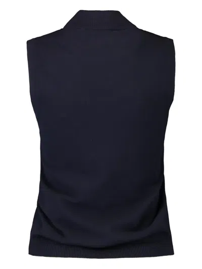 Max Mara Mock-neck Sleeveless Top In Blue