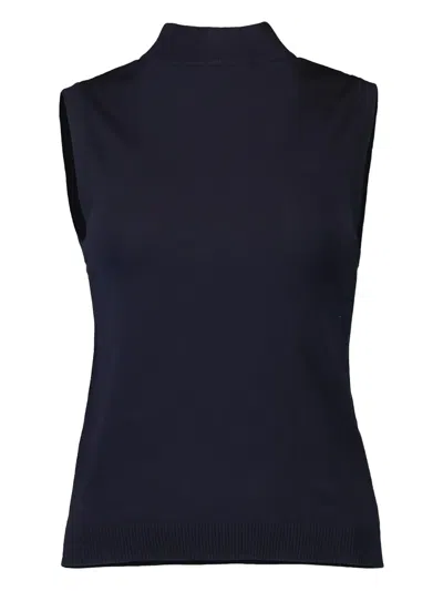 Max Mara Mock-neck Sleeveless Top In Blue