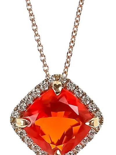 Lisa Nik 18kt Rose Gold Fire Opal Necklace In Red