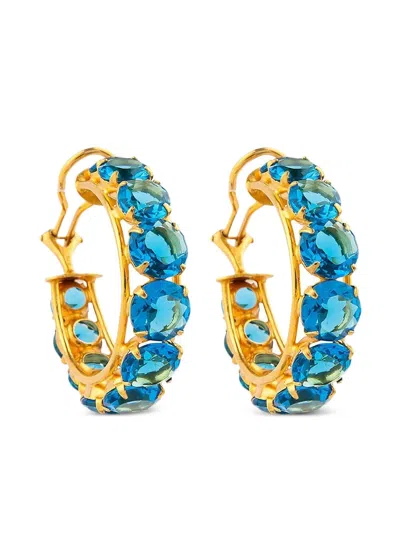 Bounkit Jewelry Quartz Hoop Earrings In Blue