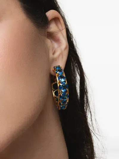 Bounkit Jewelry Quartz Hoop Earrings In Blue