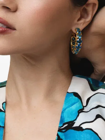 Bounkit Jewelry Quartz Hoop Earrings In Blue