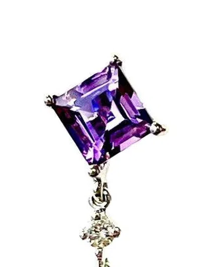 Stéfère 18k White Gold Diamond And Amethyst Earrings In Purple