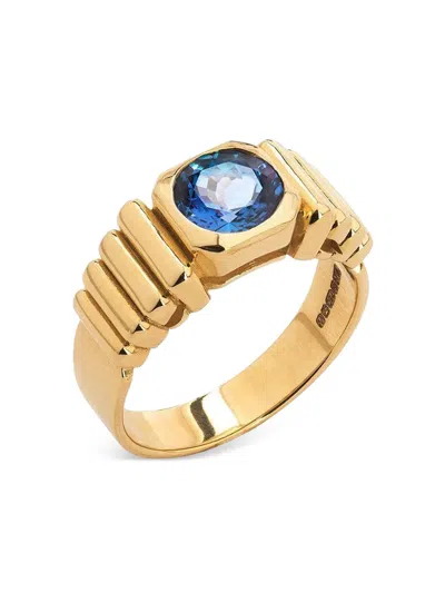 Vans 18k Yellow Gold Van Inca Tanzanite Signet Ring In Gold