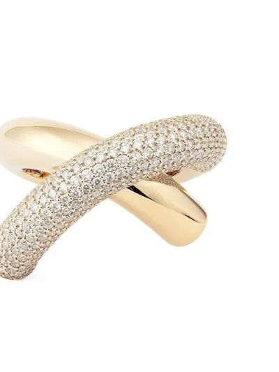 Engelbert 18k White Gold Cross Loop Diamond Ring In Gold