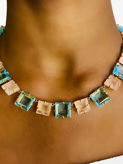 Bounkit Jewelry Square-quartz Necklace In Pink