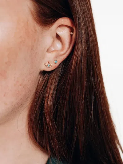 Anzie 14k Yellow Gold Gold Evil Eye Turquoise Earring In Gold