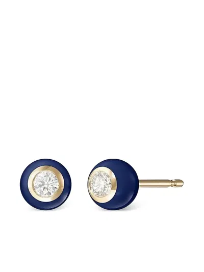 Melissa Kaye Small 18k Yellow Gold Audrey Diamond Stud Earrings In Blue