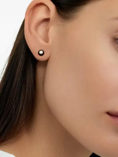 Melissa Kaye Small 18k Yellow Gold Audrey Diamond Stud Earrings In Blue